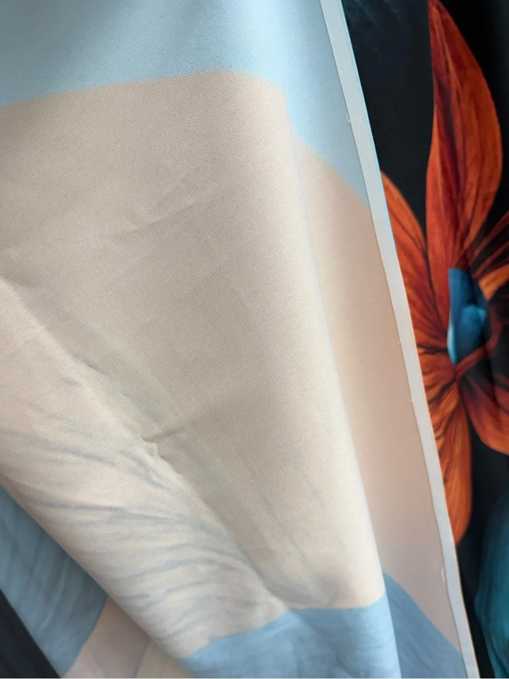 Bold Orange & Teal Floral Curtain Panels Curtain Set Rod Pocket 40x82
